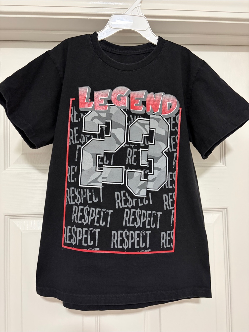 OG Hustle “Legend 23” Boys Graphic T-Shirt Black & Camo Size 7
